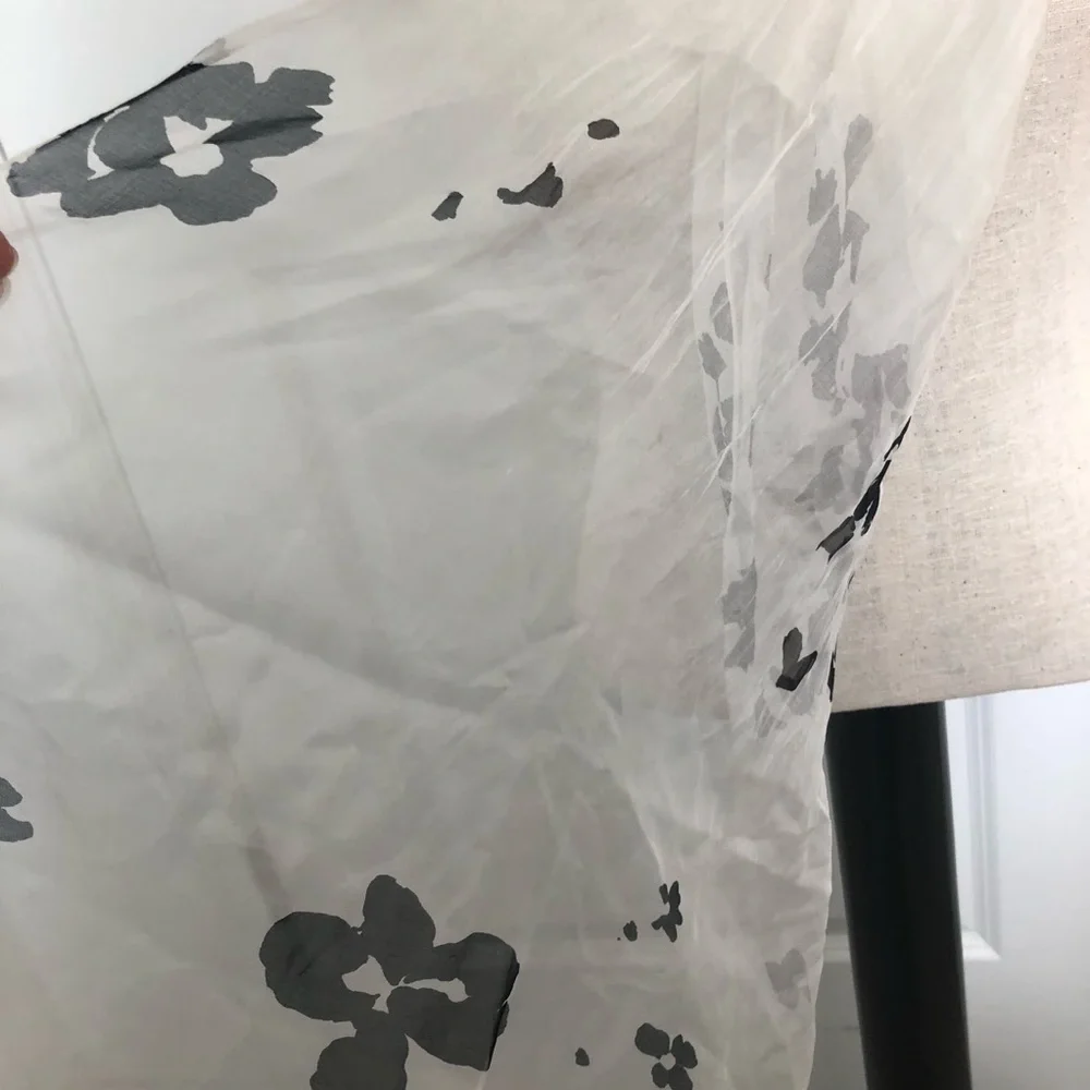 Anne Klein Black and White Floral Silk Scarf